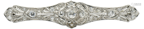 Platinum & Diamond Art Deco Bar Brooch