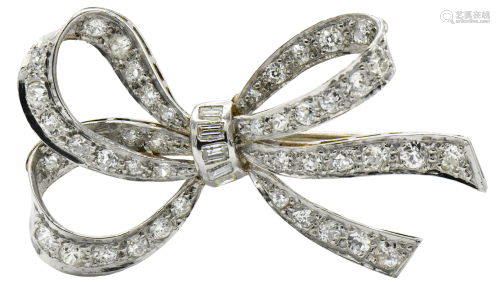 Platinum & Diamond Art Deco Bow Brooch