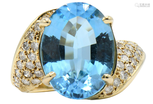 14 Karat Gold, Diamond & Topaz Ring