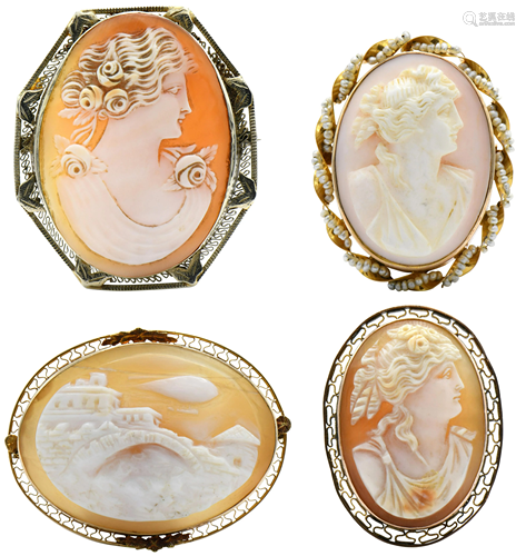 Group of 10 Karat Gold Cameos