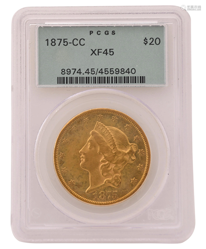 1875-CC Liberty Head Double Eagle $20 Gold Coin