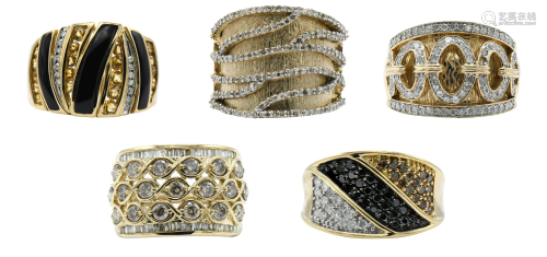Group of 10 Karat Gold & Diamond Rings