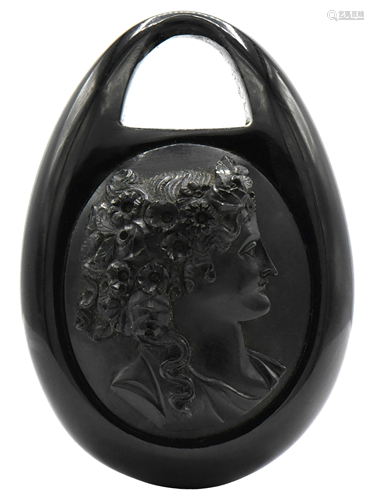 Victorian Cameo Hair Art Mourning Pendant