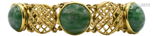 18 Karat Yellow Gold & Jade Bracelet