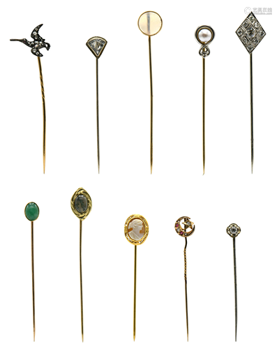 Group of 14 Karat Gold Hat Pins