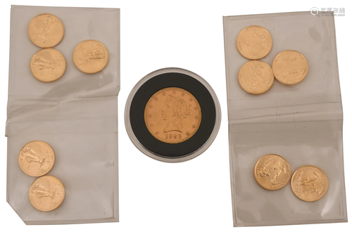 Lot of Eleven American Gold Coins