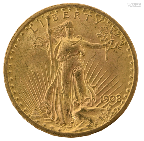 1908 Saint-Gaudens Double Eagle $20 Gold Coin