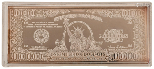 1988 Washington Mint One Million Dollar Silver Bar