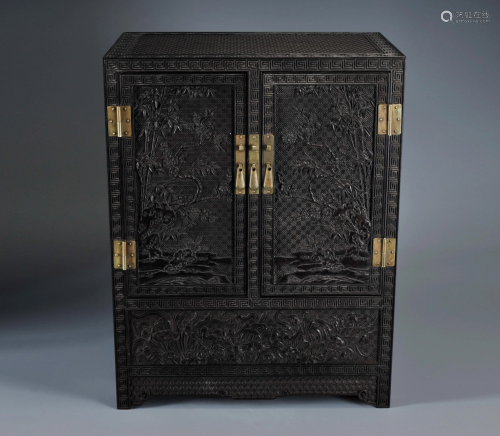 A Carved Rosewood Cabinet Qing Dynasty