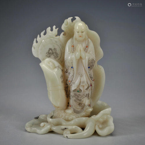 A Carved Tianhuang Standing Arhat Qing Dynasty