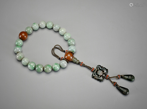 A Jadeite Prayer Beads Qing Dynasty