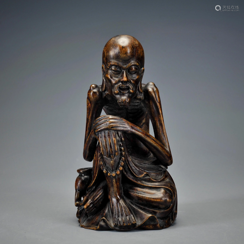 A Carved Aloes-wood Seated Arhat Qing Dynasty