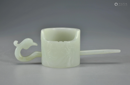 A Carved White Jade Hair-pin Han Dynasty