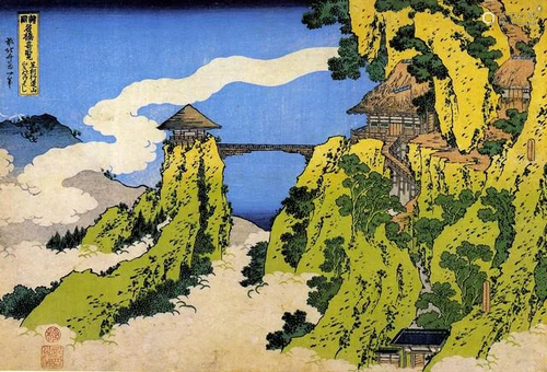 HOKUSAI ** TEMPLE BRIDGE ** GICLEE ON CANVAS