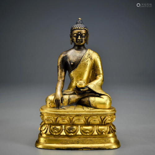 A Tibetan Gilt-bronze Bhaiyajyaguru