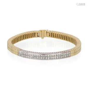 Stunning Invisible Set 4ct Diamond 18k Gold Double Row