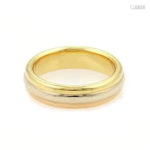 Cartier 18k Tricolor Gold 4mm Triple Stack Band Ring