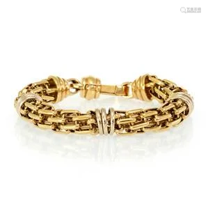 Large 18k Two Tone Gold 12mm Round Flex Link Bracelet