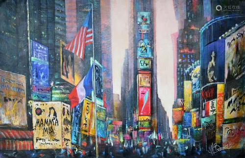 BRAVER ** TIMES SQUARE ** SIGNED ORIGINAL ACRYLIC