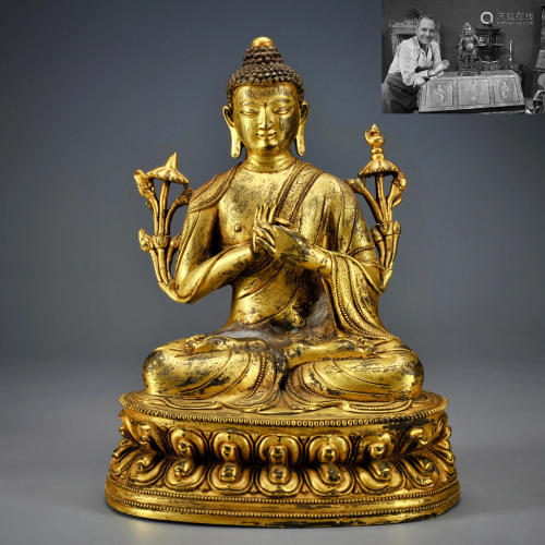 A Tibetan Gilt-bronze Seated Maitreya