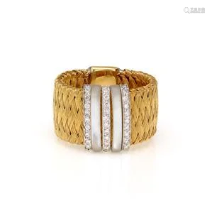 Roberto Coin Primavera MOP & Diamond 18k Gold Wide