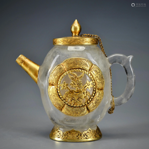 A Gold Inlaid Quartz Teapot Jin Dynasty