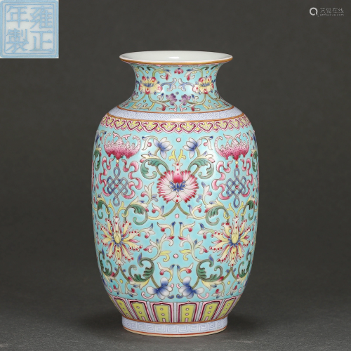 A Famille Rose Lantern Vase Qing Dynasty