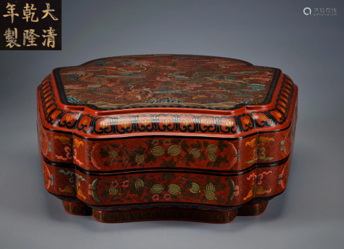 A Polychrome Lacquer Dragon Box Qing Dynasty