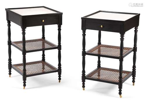 A pair of ebonised bedside tables in early 19th century Angl...