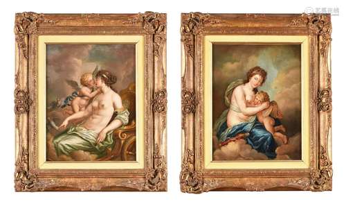 Continental School (19th century), Venus and cupid, a pair