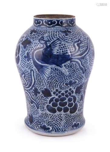 A Chinese blue and white 'Phoenix' jar