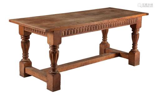 An oak refectory table in Jacobean style