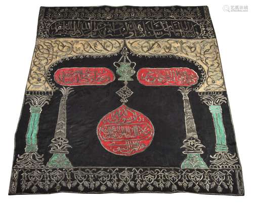 An Ottoman metal thread embroidered silk Tomb Cover with a d...