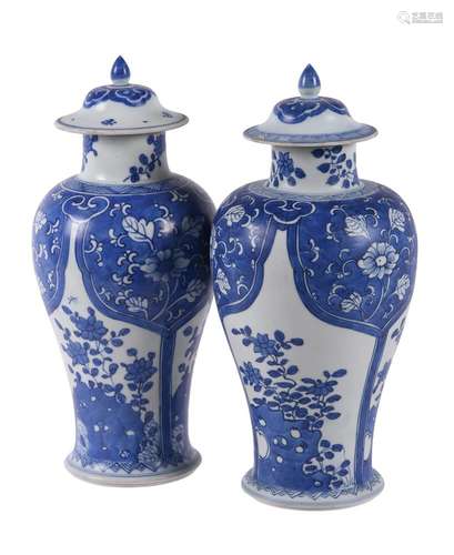 Two Chinese 'Shipwreck' blue and white vases and covers