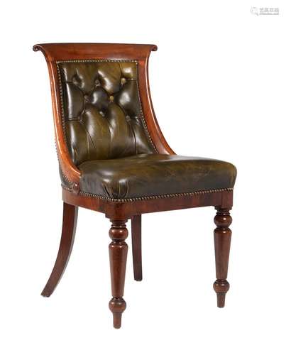 A George IV mahogany and leather upholstered side chair