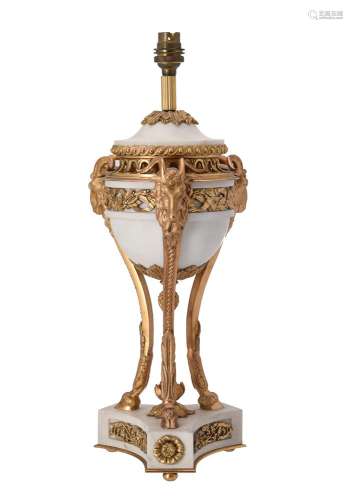 A French marble and gilt metal table lamp