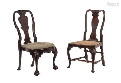 An Irish red walnut George II side chair