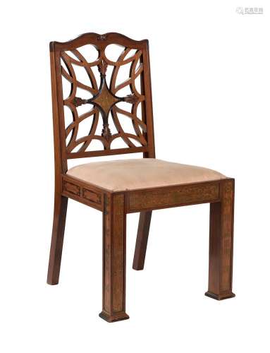 A mahogany and brass inlaid side chair