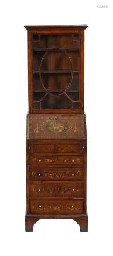 A Sheraton Revival satinwood and polychrome painted diminuti...