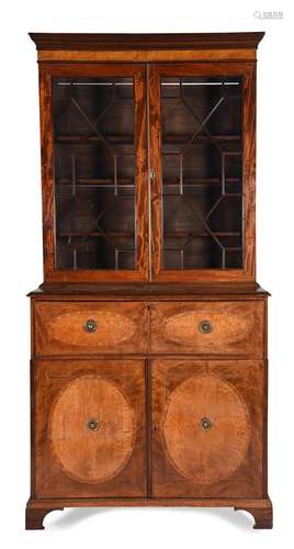 A George III mahogany secretaire bookcase