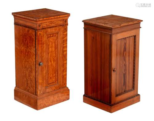 Y† A Victorian Satinwood and inlaid bedside cupboard
