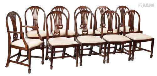 A set of ten mahogany dining chairs in George III style