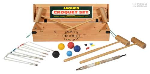 A croquet set, recently manufactured by Jaques of London