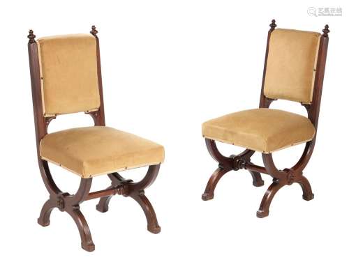 A pair of early Victorian oak side chairs