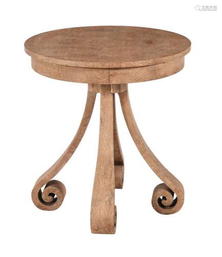 A burr ash circular occasional table in 19th century style