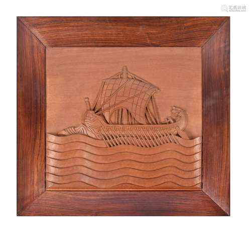 A set of five nautical Indian carved teak and hardwood wall ...