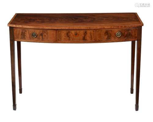 A George III mahogany and satinwood banded side table or ser...
