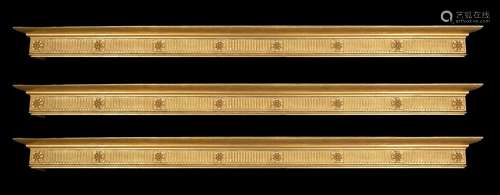 A set of three giltwood curtain pelmets, in George III style