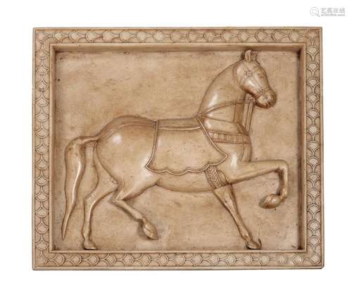 An Indian sculpted marble panel