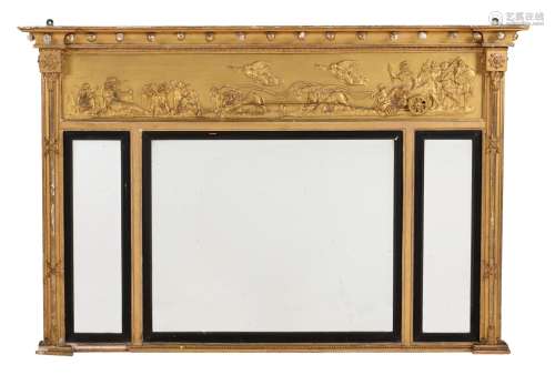 A George IV giltwood and composition overmantel wall mirror